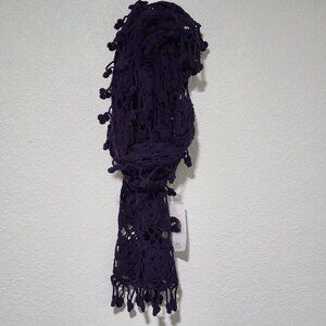 Pure Handknit Chunky Scarf Purple Color Boho Cottagecore